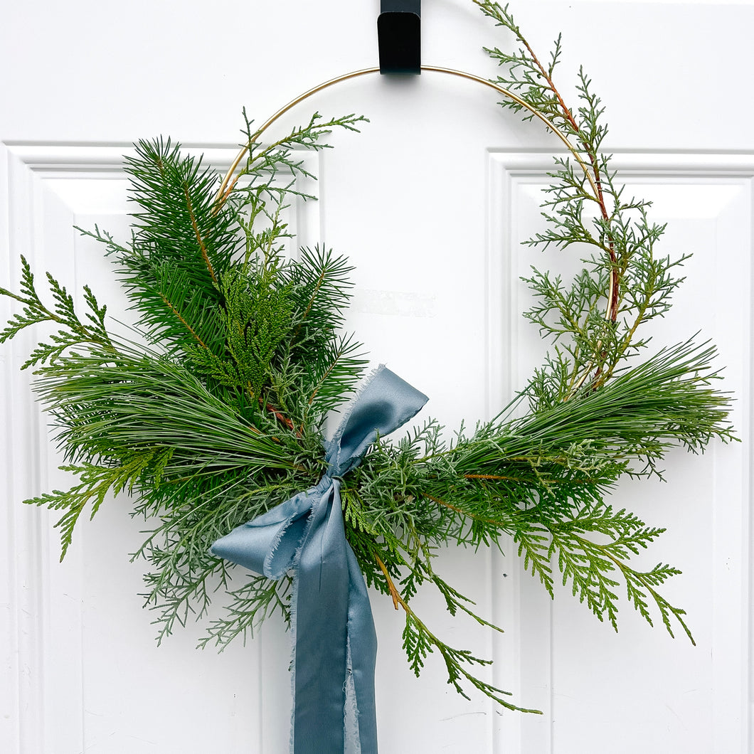 Pre-Made Modern Hoop Wreath