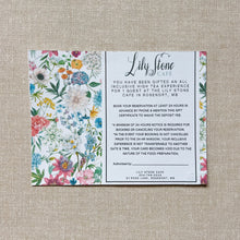 Load image into Gallery viewer, *NEW* Lily Stone Cafe High Tea Gift Card
