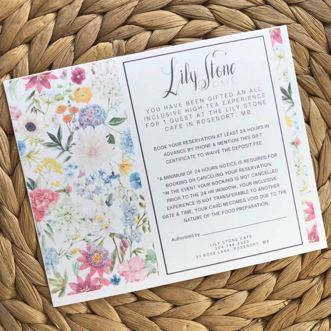 *NEW* Lily Stone Cafe High Tea Gift Card